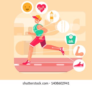 medical indications for participation in the marathon, safe sport without harm to health ,vector illustration for web sites and landing pages