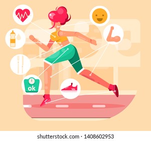 medical indications for participation in the marathon, safe sport without harm to health ,vector illustration for web sites and landing pages