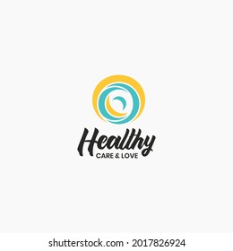 Design des medizinischen Infinity-Logos. Business Template für gesunde und pflegeleichte Pflegeprodukte. abstraktes kreislogo, Vektorgrafik für Gesund, Pflege und Medizin auf weißem Hintergrund
