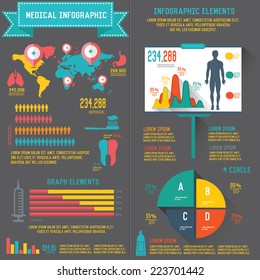 Medical info graphic design on dark background,clean vector