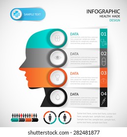 Medical Infographic Design Head Template. Graphic Or Website Layout Vector.