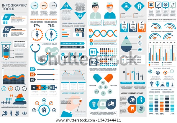 Medical infographic elements data visualization\
vector design template. Can be used for steps, options, workflow,\
diagram, flowchart concept, timeline, healthcare icons, research,\
info graphics.