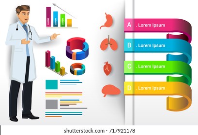 Medical infographic elements vector design set, with doctor for healthcare, research, health information infographics, and various diagram.