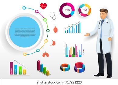 Medical infographic elements vector design set, with doctor for healthcare, research, health information infographics, and various diagram.