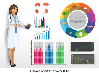 Medical infographic elements vector design set, with doctor for healthcare, research, health information infographics, and various diagram.