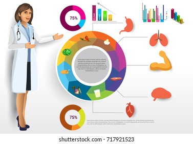 Medical infographic elements vector design set, with doctor for healthcare, research, health information infographics, and various diagram.