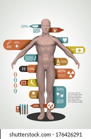 Medical infographic, human body health statistic