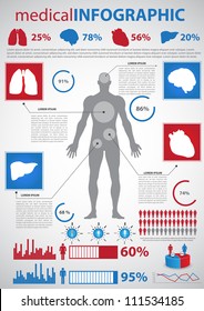 Medical Infographics. Human Body With Internal Organs