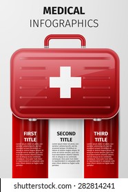 Medical infographics with medical suitcase. Excellent vector illustration, EPS 10