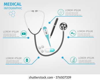 Medical infographics. Vertor medical tools set