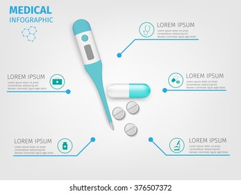 Medical infographics. Vertor medical tools set