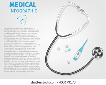 Medical infographics. Vertor medical tools set