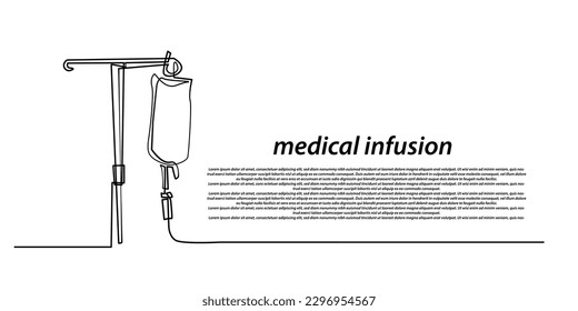 medical infusion continuous line.hospital infusion single line drawing.single line vector