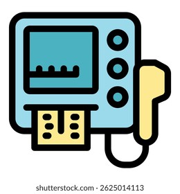 Medical infusion pump delivering intravenous medication, with display showing settings and controls