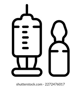 Medizinische Injektionssymbol, Umrissvektor. Herzschlag. Medizin