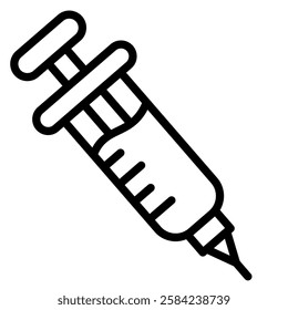 Medical injection icon syringe black line minimalist design for health.