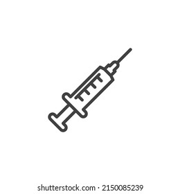 Medical injection line icon. linear style sign for mobile concept and web design. Vaccine syringe outline vector icon. Symbol, logo illustration. Vector graphics