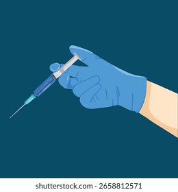 Medical Injection Process Hand Holding a Syringe in Healthcare Concept