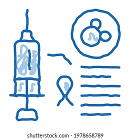 medical injection sketch icon vector. Hand drawn blue doodle line art medical injection sign. isolated symbol illustration