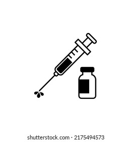 Medical injection syringe icon flat style vector on white background