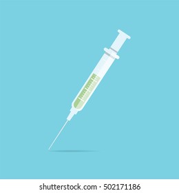 Medical injection Syringe needle or medicine vaccine, immunization icon design flat vector illustration.