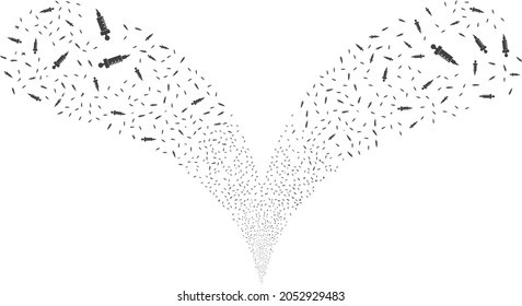 Medical injection twice fireworks explosion. Medical injection explosion twice fountain. Object fountain is constructed from random medical injection pictograms as fireworks.