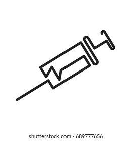 Medical injection vector icon. One line style