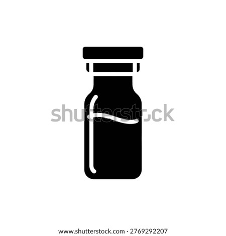Medical injection vial black flat minimal professional vector icon
