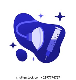 Medical Injector And Anesthesia Mask Flat Vector Illustration Purple