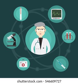 medical innovation and doctors vector illustration