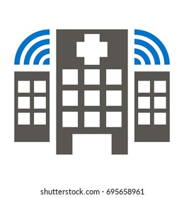 Medical Innovative Clinic Vector Icon. Smart Hospital WIFI Illustration.