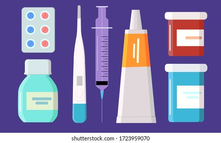 Medical Instrument Bottle Tube Drugs Syringe Stock Vector (Royalty Free ...