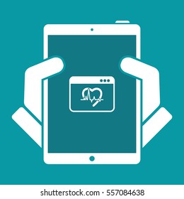 Medical instrument - Computer application for healtcare - vector flat icon