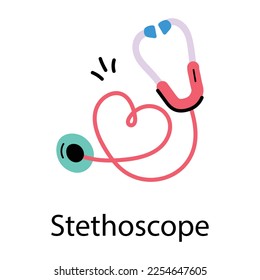 Medical instrument, doodle icon of stethoscope