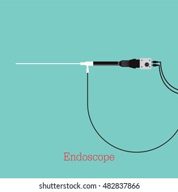 Medical instrument endoscope for research various diseases, flat design Vector illustration.