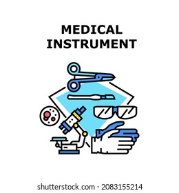 Medical instrument equipment. health doctor. scissors emergency. dental tool. surgery care. hospital laboratory medical instrument vector concept color illustration