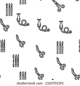 Medical Instrument And Equipment Vector Seamless Pattern Thin Line Illustration