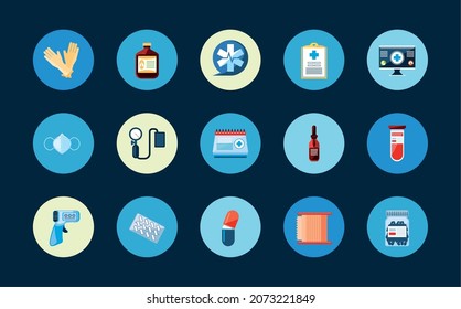 medical instrument and medicine icons