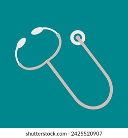 A medical instrument stethoscope for listening to the lungs and internal organs by a doctor. Simple vector in the background.