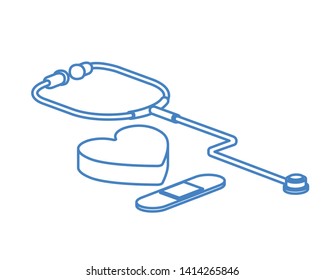 medical instrument stethoscope in white background