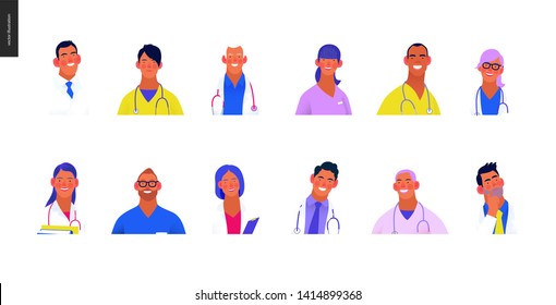 Medical insurance -best doctors -modern flat vector concept digital illustration - medical specialists - doctors and nurses portraits, team of doctors concept, medical office or laboratory