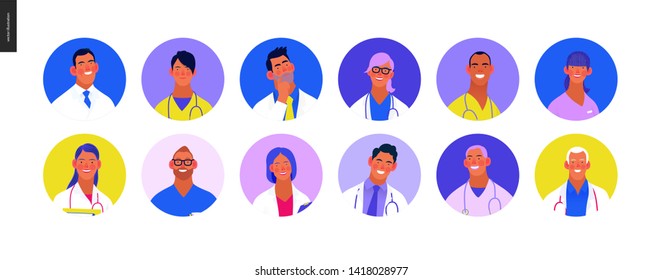 Medical insurance -best doctors -modern flat vector concept digital illustration - medical specialists - doctors and nurses portraits, team of doctors concept, medical office or laboratory