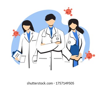 Medical insurance -best doctors -modern flat vector concept - medical specialists - doctors and nurses, team of doctors concept, medical office or laboratory, friendly doctors wearing white coats