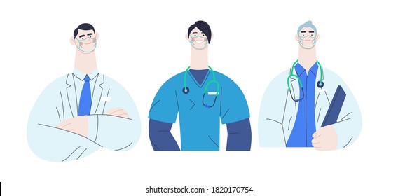 Medical insurance -best doctors -modern flat vector concept digital illustration - medical specialists - doctors and nurses portraits, team of doctors concept, medical office or laboratory