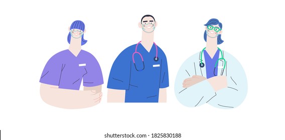 Medical insurance best doctors -modern flat vector concept digital illustration. medical specialists doctors and nurses portraits, team of doctors concept, medical office or laboratory