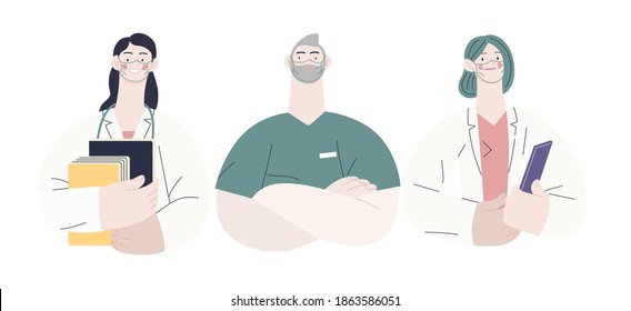 Medical insurance -best doctors -modern flat vector concept digital illustration - medical specialists - doctors and nurses portraits, team of doctors concept, medical office or laboratory