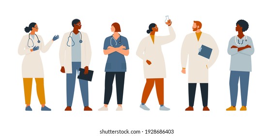 Medical insurance best doctors modern flat vector concept digital illustration medical specialists doctors and nurses portraits, team of doctors concept, medical office or laboratory