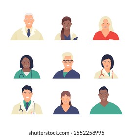 Medical insurance. Best Doctors. Modern Flat Vector Concept Illustration. Medical Specialists. Doctors and Nurses Portraits, Team of Doctors.