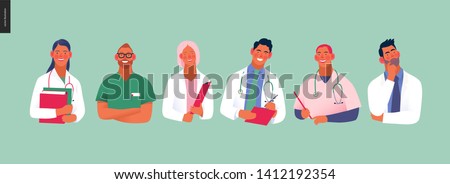 Medical insurance -best doctors -modern flat vector concept digital illustration - medical specialists - doctors and nurses portraits, team of doctors concept, medical office or laboratory