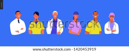 Medical insurance -best doctors -modern flat vector concept digital illustration - medical specialists - doctors and nurses portraits, team of doctors concept, medical office or laboratory